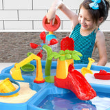 4-in-1 Sand Water Table, 32PCS Sandbox Table with Beach Sand Water Toy